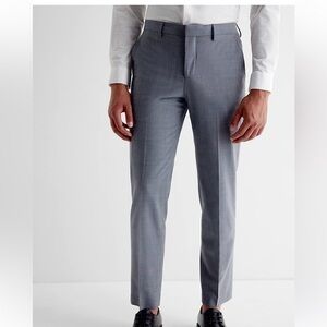 NWT Express Extra Slim Seersucker Cotton-Blend Hybrid Elastic Waist Suit Pant